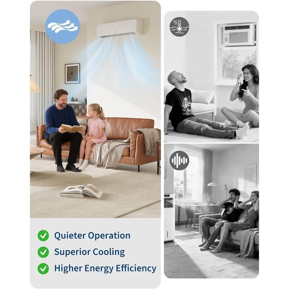 9000 BTU Mini Split Air Conditioner, 19 SEER2 115v Split Unit Ac and Heat Cool Up to 450 Sq.Ft, Ductless Air Conditioner w/Complete Installation Kit,Remote,Low Noise