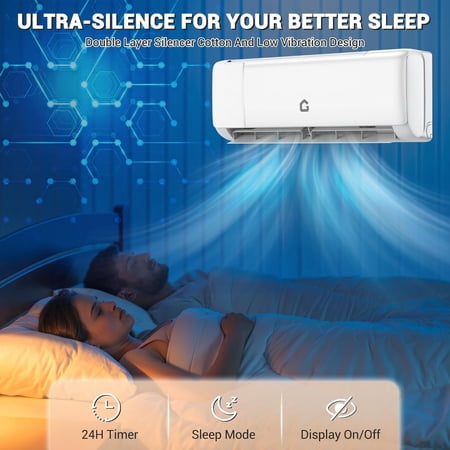 9000 BTU Mini Split Air Conditioner & Heat Pump - 20 SEER2 Quiet Inverter System with WiFi, Remote, Self-Cleaning, High-Speed & Auto Modes, Dehumidifier, 24H Timer - Easy DIY Installation, 230V
