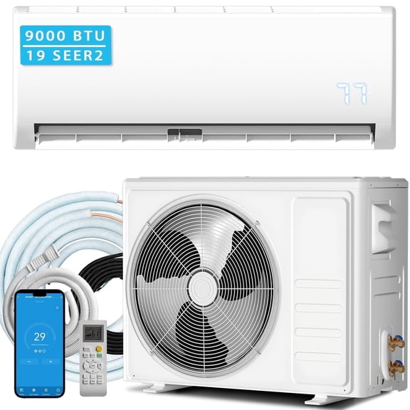 9000 BTU Mini Split Air Conditioner & Heater, 19 SEER2 115V WIFI Enabled Ductless Wall-Mounted AC Unit Covers Up to 450 Sq.Ft, APP & Remote Control