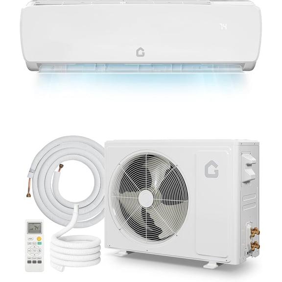 9000 BTU Mini Split Air Conditioner & Heater - 19 SEER2, Ductless Inverter, Wall-Mounted, 115V, Quiet, Complete Installation Kit, Cools & Heats up to 450 Sq.Ft, White