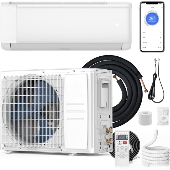 Shininglove 9000 BTU Mini Split Air Conditioner & Heater 20 SEER2, Ductless Inverter, Heat Pump, 208/230V, R32, WiFi, Boost Mode, Quiet, ECO, Dehumidification, 24H Timer Cools up to 450 Sq.F