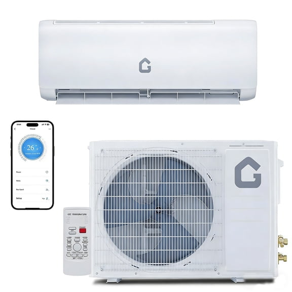 9000 BTU Mini Split Air Conditioner with Heat Pump, 17 SEER2 Inverter Ductless AC with WiFi Control, Cooling & Heating for Rooms up to 550 Sq.Ft