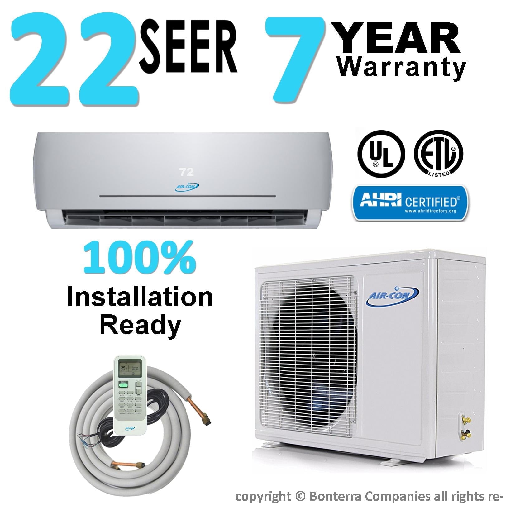 9000 BTU White Ductless Mini Split Air Conditioner with Heat Pump