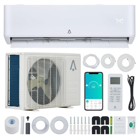 9000 Btus Wifi Enabled Split-System Air Conditioners, R454B 24 SEER2 230V Inverter Ductless Split AC Unit With Pre-Charged Condenser, Heat Pump & Installation Kit, Covers Up to 450 Sq. Ft