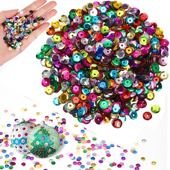 9000 Pcs 6mm Loose Cupped Sequins,TGY Glitter Round Embroidery Craft Sequins,Iridescent Spangles for Sewing Dress Bags Clothing Wedding Christmas Jewelry Making Crafts Decorations