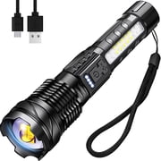 90000 Lumens Powerful Flashligh, Rechargeable Super Bright LED Flashlights with 8 Lighting Mode, Waterproof Zoomable Flashlights for Emergencies, Home, Camping, Hiking