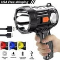 thumbnail image 1 of 9000000LM Solar/USB Rechargeable LED Spotlight Flashlight, Handheld Waterproof Searchlight with Long Range for Outdoor, Emergency, and Camping, 1 of 9