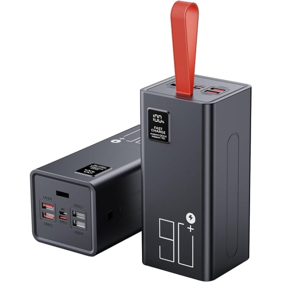 90000mAh Portable Power Bank with 30W PD & QC 3.0 Fast Charging, 5 Output Ports, LED Display, for Outdoor Camping and Travel