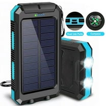 90000mAh Solar Charger for Cell Phone iPhone, Portable Solar Power Bank with Dual 5V USB Ports, 2 Led Light Flashlight, Compass External Backup Battery Pack Perfect for Camping, Outdoor Activities