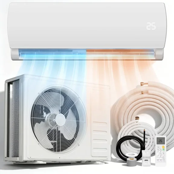 9000BTU Mini Split AC/Heating System, 19 SEER2 115V Energy Saving Air Conditioner Unit Cools Room up to 450 Sq. Ft, Ductless Inverter