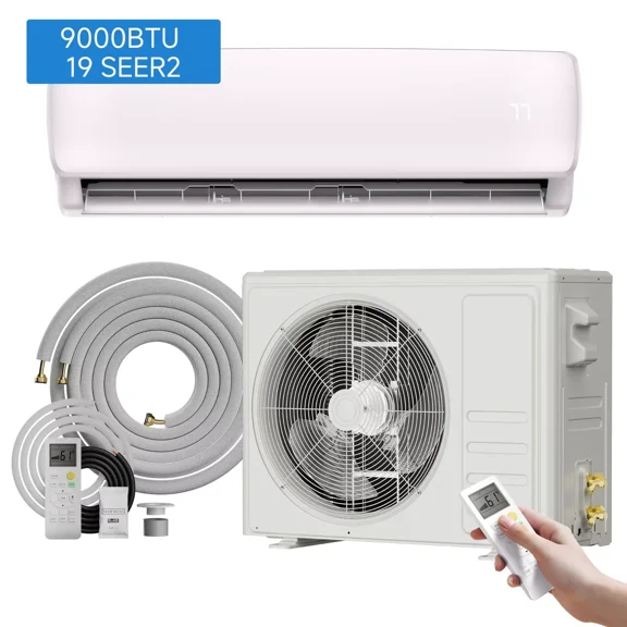 9000BTU Mini Split AC/Heating System, 19 SEER2 115V Energy Saving Air Conditioner Unit Cools Room up to 450 Sq. Ft, Ductless Inverter