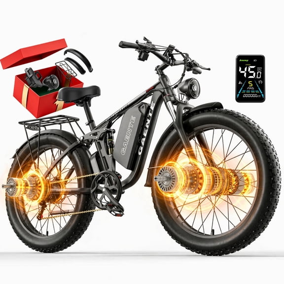 9000W Peak Dual Motor Electric Cyble for Adults, 58V 36AH Battery, Up to 48MPH & 120 Miles, Full Suspension, 26" Fat Tire, Hydraulic Disc Brake, Off-Road & Commuting (UL Certified) (US in Stock)