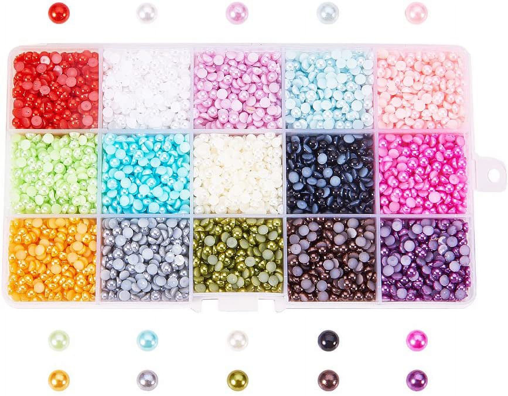9000pcs 15 Colors 4mm Half Pearls for Crafts Flat Back Pearl Cabochon Half  Artificial Pearl Bead Flat Back Plastic Beads for Shoes Wedding Dress Craft  DIY Phone Nail Art Making 