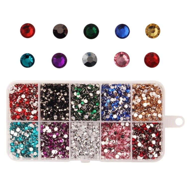 9000pcs Colorful Rhinestones Round Flatback Diamante Art Crafts Flat Back  Gems Round Crystal Rhinestones for Nail Art Eye Makeup DIY Crafts Jewelry 