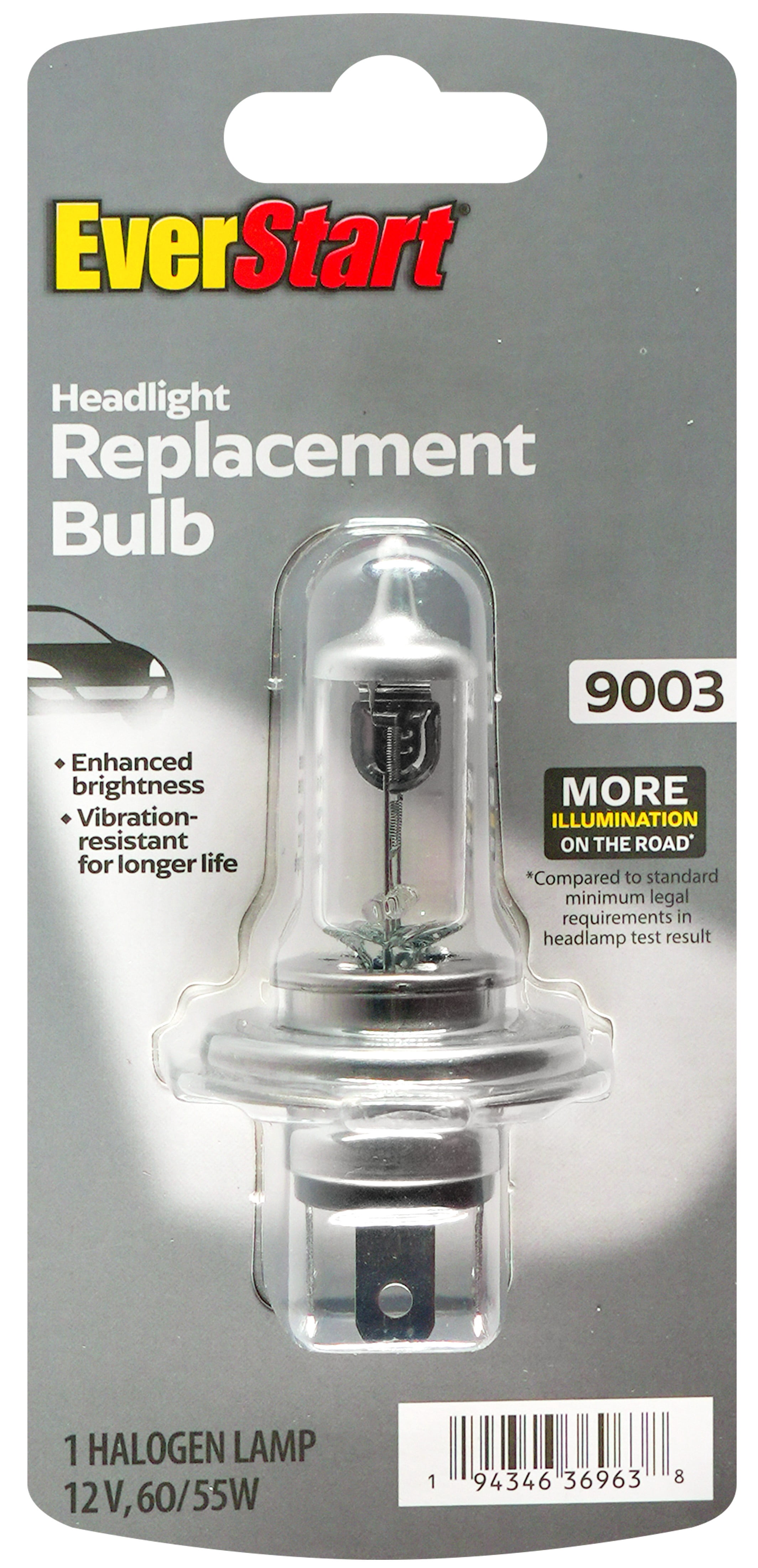 EverStart 9003 Halogen Headlight Bulb, 1 pack, Compatible with Multiple Cars