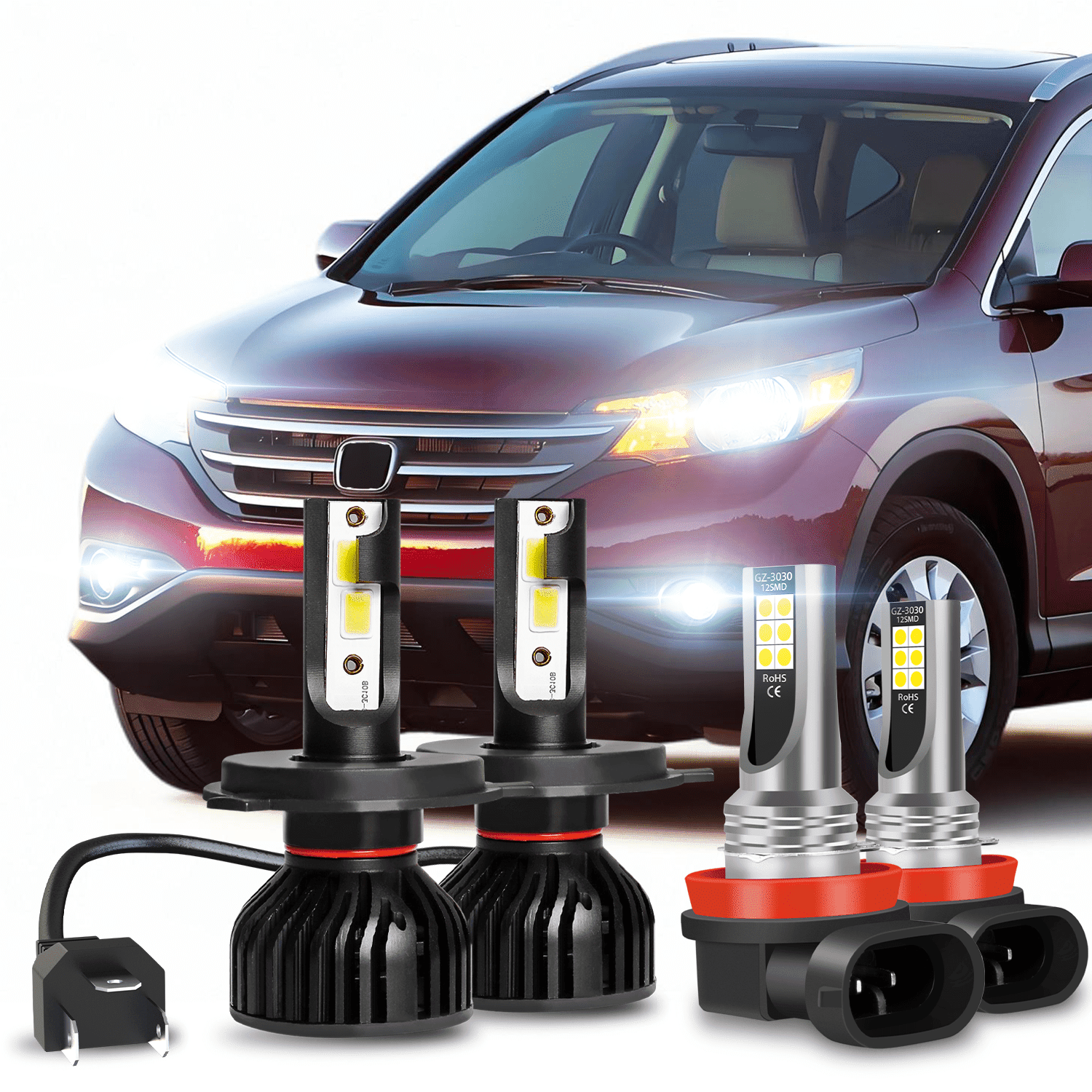 H4 9003 LED Headlight Bulbs for Honda CR-V CRV 2007-2014 Hi/Lo Beam