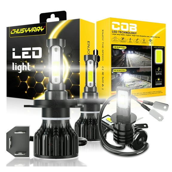 9003/H4+H3 LED Headlight Hi/Lo + Fog Light Bulbs White 4pc For Mazda RX-7 1993-1995