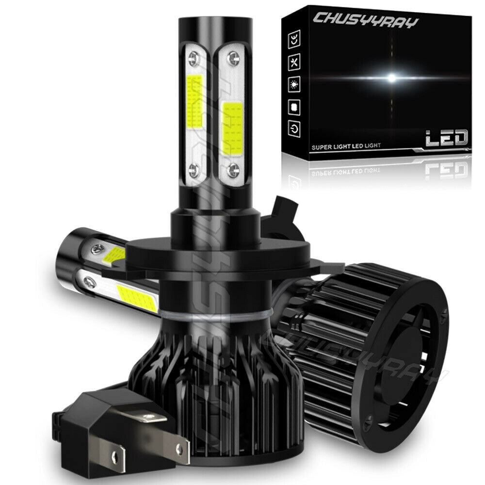 9003 H4 LED Headlight Bulbs, H4 LED Low/High Beam Bulbs 60W 6000LM 6000K, White