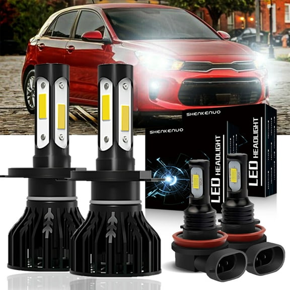 9003 H4 LED High/Low Beam Headlight Bulbs for 2012-2018 Kia Rio H11 Fog light Bulbs