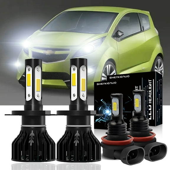 9003 H4 LED High/Low Beam Headlight Bulbs for 2018-2019 Chevrolet Beat H11 Fog light Bulbs