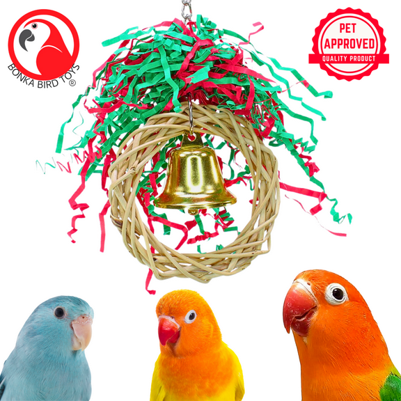 Bonka Bird Toys 9004 Christmas Ring Natural Festive Chew Forage Parrot Cage Toy