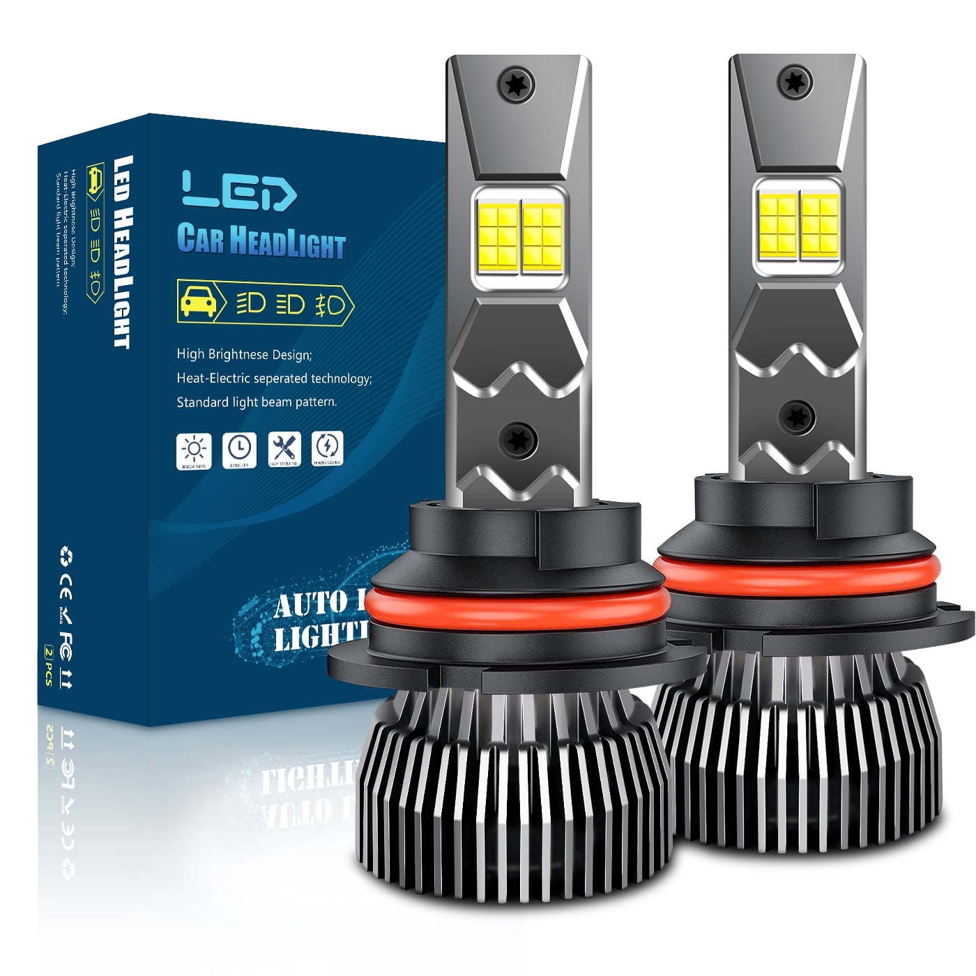 9004/HB1 Super Bright LED Bulbs 30000LM 6500K White for Car Headlights ...