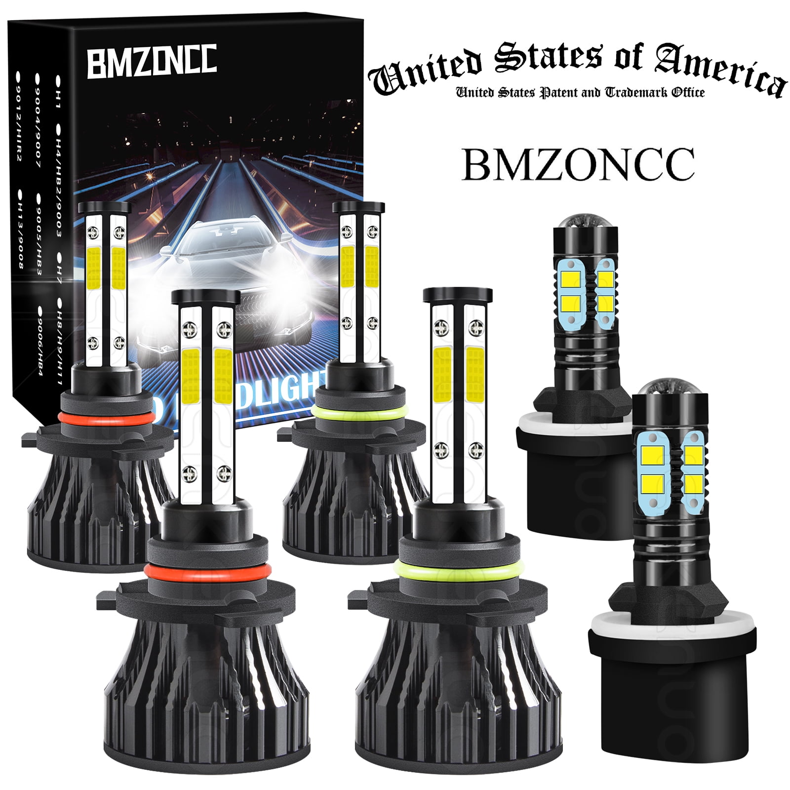 9005 9006 880 LED Headlight Bulbs Kit High+Low Beam 880 893 899 Fog Light Bulbs Pack of 6