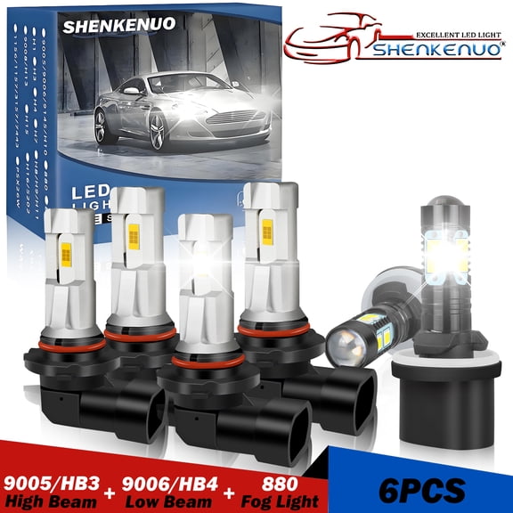 9005 9006 880 LED Headlight Bulbs Kit High+Low Beam 880 893 899 Fog Light Bulbs Pack of 6