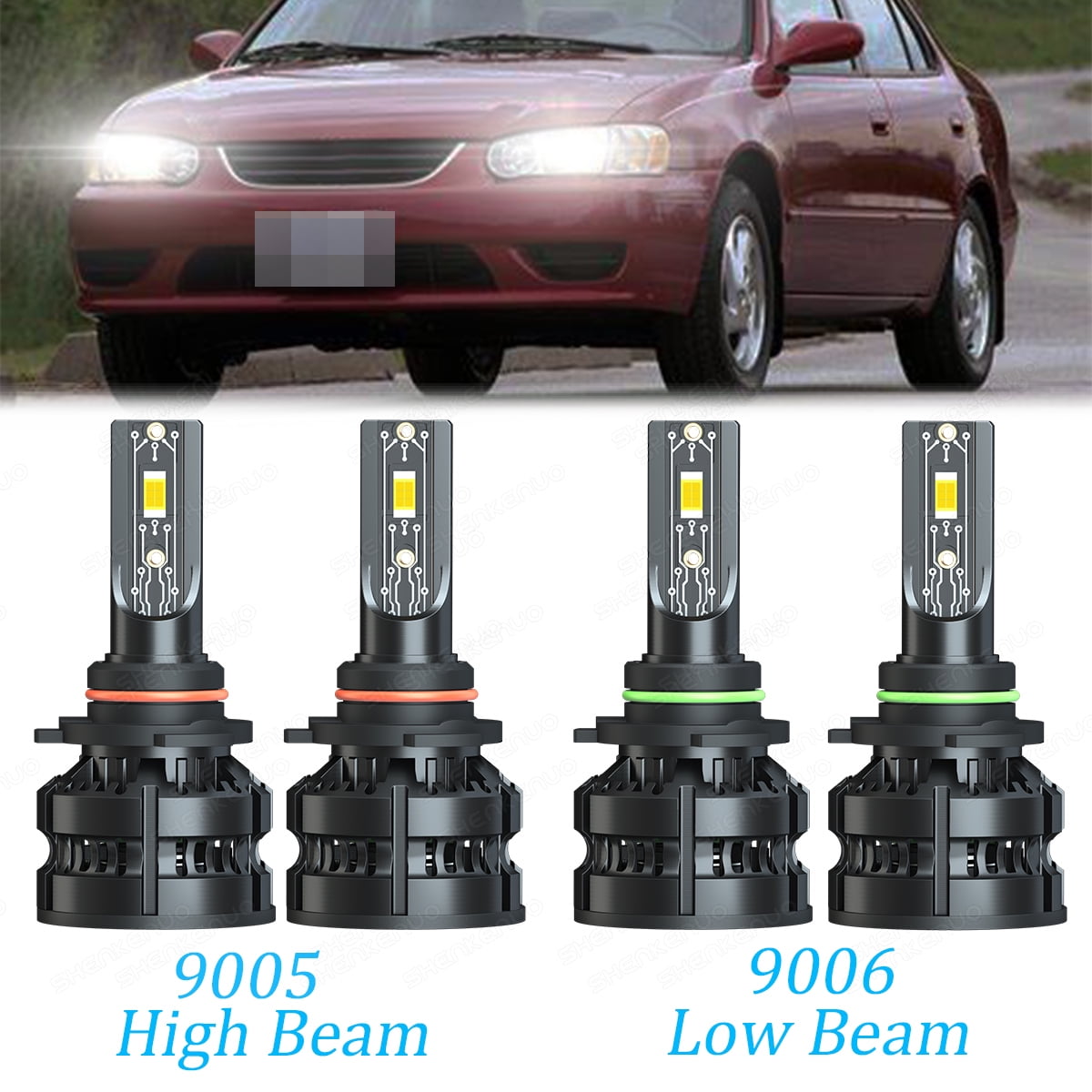 9005 9006 Combo LED Headlight Bulbs for Toyota Corolla 2001-2013 High ...
