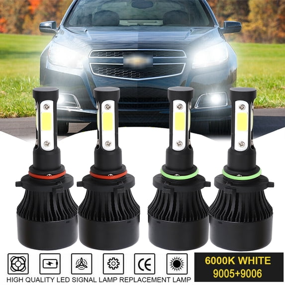 9005 9006 LED Headlight Bulb Kit for 1997-2004 Chevy Corvette High Low Beam Combo 4pc 6500K White