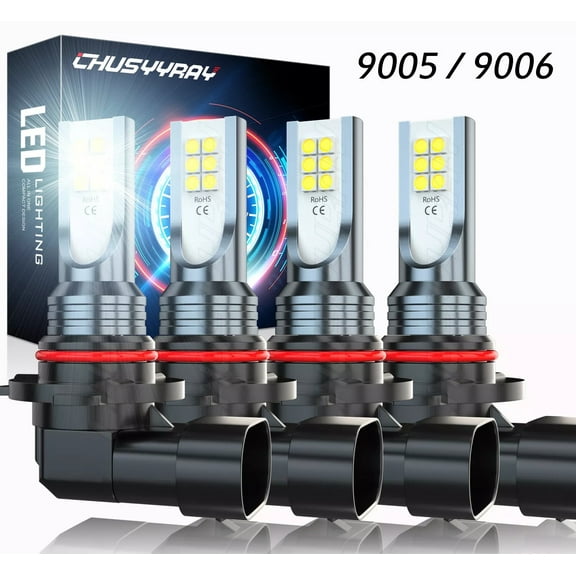 9005+9006 LED Headlight Bulbs 6000K White 4Pcs - for Chevy Silverado Tahoe C10 C/K 1500 1994-1998