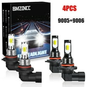 9005 9006 LED Headlight Bulbs Combo, High Low Beam Replacement, 3800LM 6000K Cool White, Wireless Headlight LED Bulbs, Pack of 4