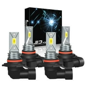 9005 9006 LED Headlight Bulbs Combo, High Low Beam Replacement, 4000LM 6000K Cool White, Wireless Headlight LED Bulbs, Pack of 4