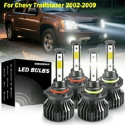 9005 9006 LED Headlight Bulbs for Chevrolet Trailblazer 2002 2003 2004 2005 2006 2007 2008 2009 High&Low Beam 4pcs