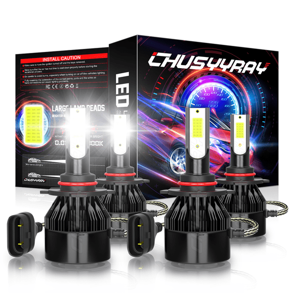 9005+9006 LED Headlight High Low Beam Bulbs for Chevy C10 C/K 1500 Tahoe Silverado 1994-1998 White