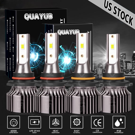 9005 9006 LED Headlight Lamps For 1994-1998 Chevy C10 C/K 1500 Tahoe Silverado