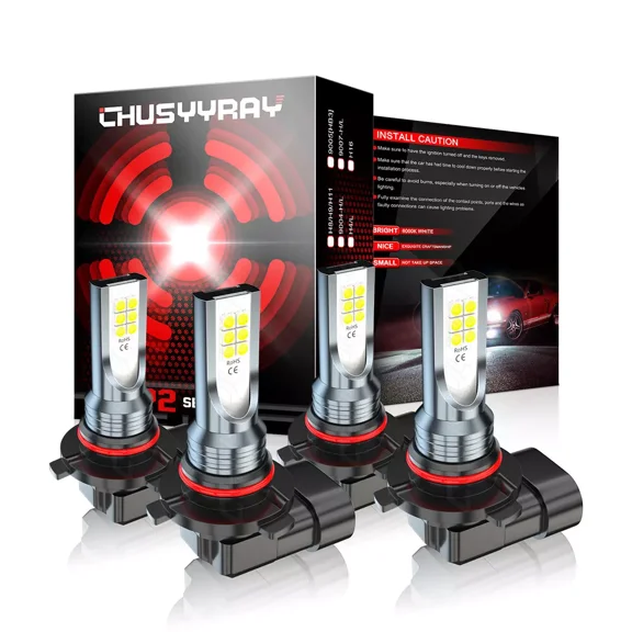 9005 9006 LED Headlights Combo Bulbs 10000K High Low Beam Super White Bright 4Pcs