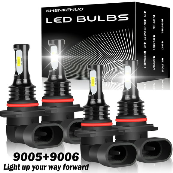 9005 9006 LED Headlights Kit Combo Bulbs 6000K High Low Beam Super White Bright ,4pcs SHENKENUO