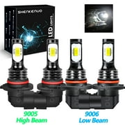 9005 9006 LED Headlights Kit Combo Bulbs 6000K High Low Beam Super White Bright