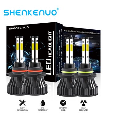 Speed-Autoparts-Usa 9005/9006 LED Headlight Conversion Kit – 6500K Super White, 4 Bulbs Combo (High/Low Beam), 80W, Aluminum