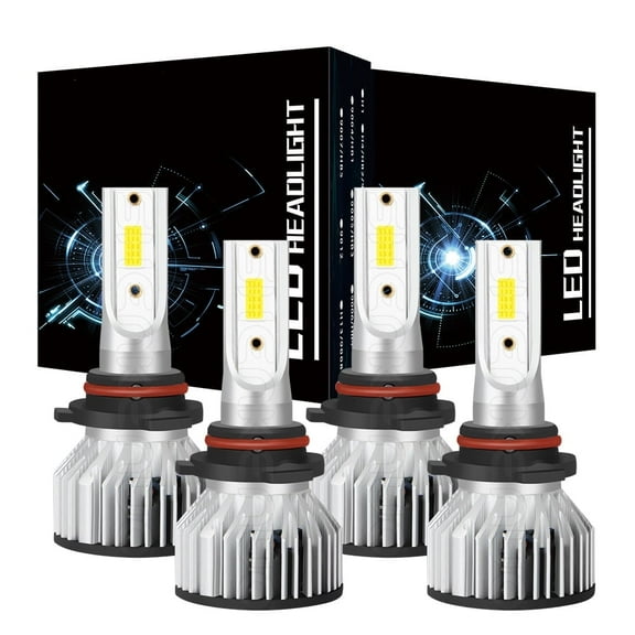 9005 9006 LED Headlights Kit Combo Bulbs 6500K High Low Beam Super White Bright