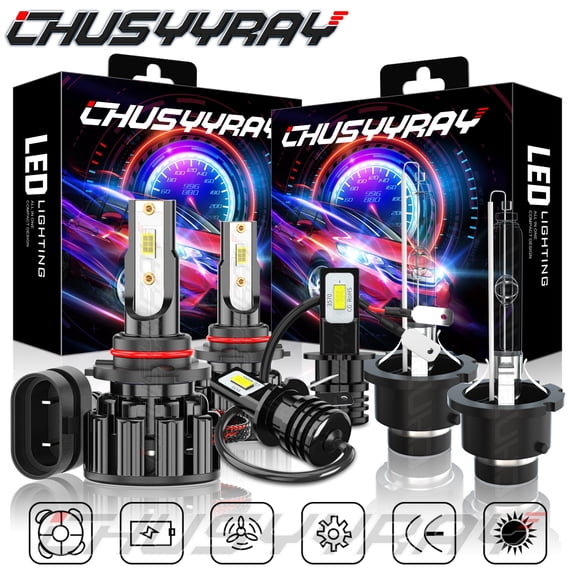 CHUSYYRAY 9005 D2S H3 HID/LED Headlight Hi-Low Beam And Fog Light Bulbs 6000K Conversion Kit