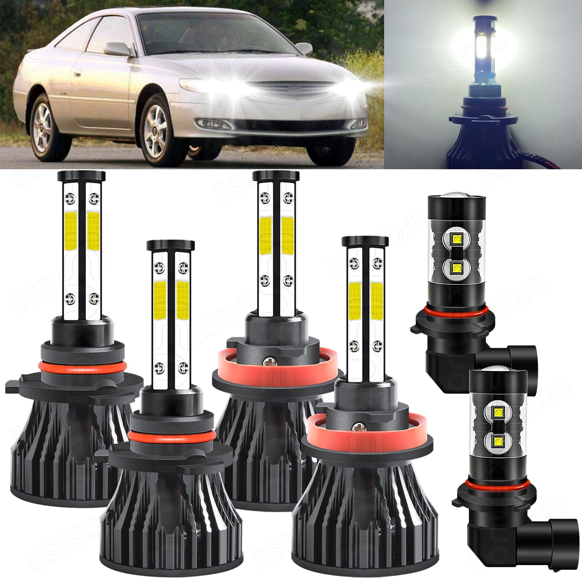 9005 H11 9145 LED Headlight Fog Light Bulbs Kit for 2004 2005 2006