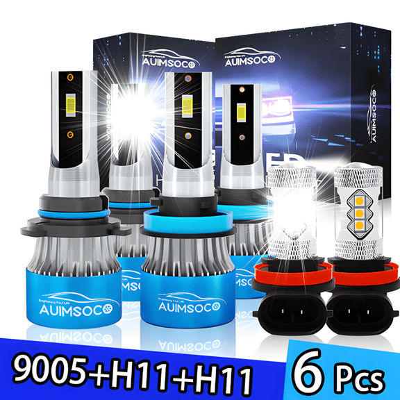 9005 H11 H11 Led Headlights High Low Beam Fog Lights 6-Pack Combo 8000LM Super Bright White Kit 6000k Lights Non-polarity 300% Brighter For Toyota 4Runner 2010-2020