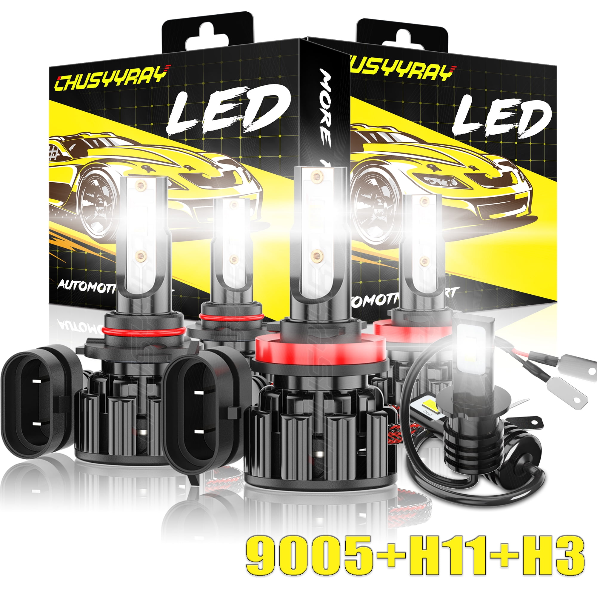 9005 H11 H3 LED Headlight High Low Beam Fog Light Bulbs Kit For 2003