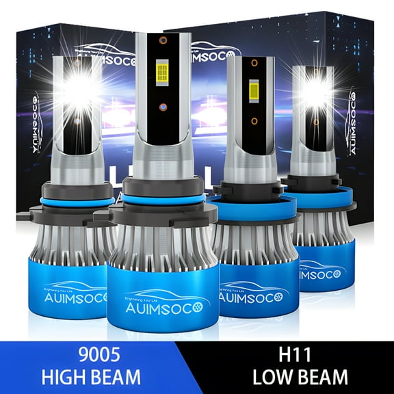 9005 H11 Hi-Lo Bulbs Pack of 4 Combo Led Headlights 6000k Lights Cool White Kit 8000LM Halogen Replacement High Power Lamps For Hyundai Genesis 2015