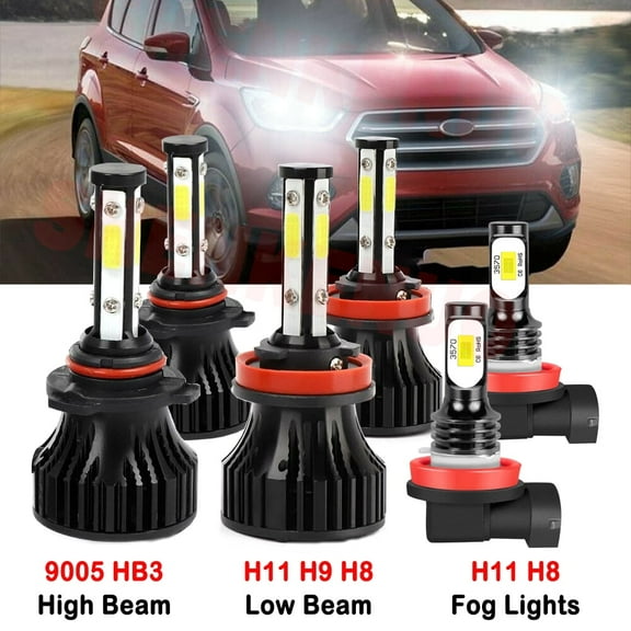 9005 H11 High&Low Beam for Ford Ecosport 2018 2019 2020 LED Headlights H11 Fog Lights 6pcs