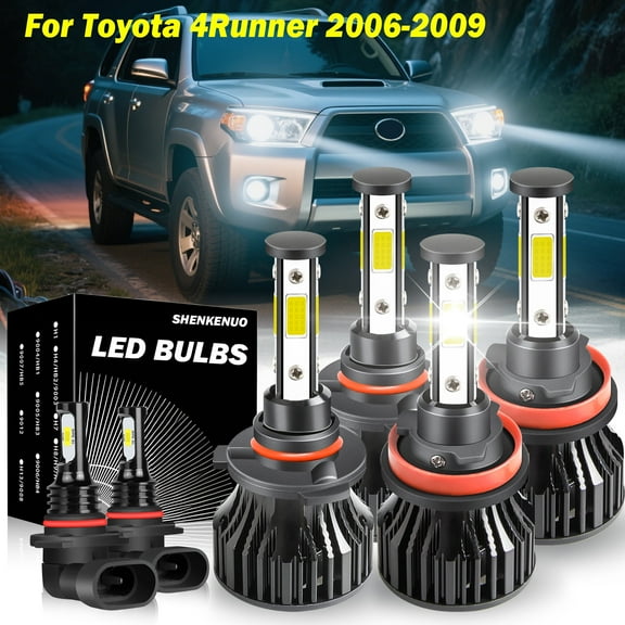 9005 H11 High&Low Beam for Toyota 4Runner 2006 2007 2008 2009 LED Headlights 9006 Fog Lights 6pcs