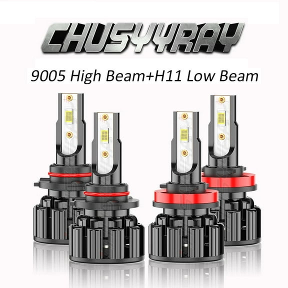 CHUSYYRAY 9005 H11 LED Headlight High Low Beam Bulbs Upgrade Kit 6000k White 4 Pack
