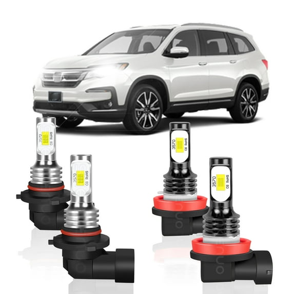 9005 H11 LED Headlight Bulbs Combo,6000K White High Low Beam for Honda Pilot 2006-2018
